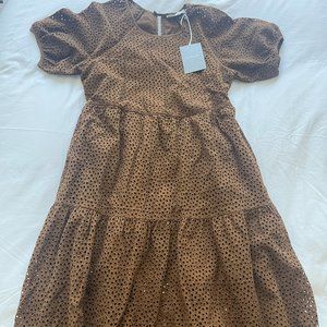 Elegant Brown Eyelet Dress
